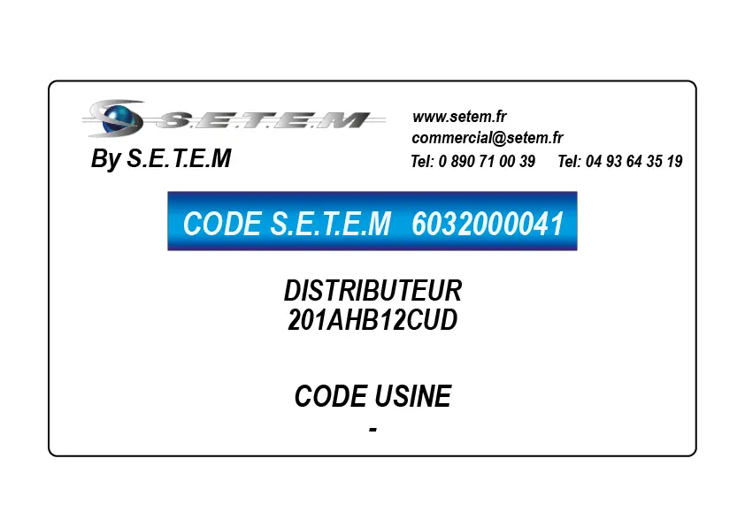6032000041-DISTRIBUTEUR 201AHB12CUD SETEM
