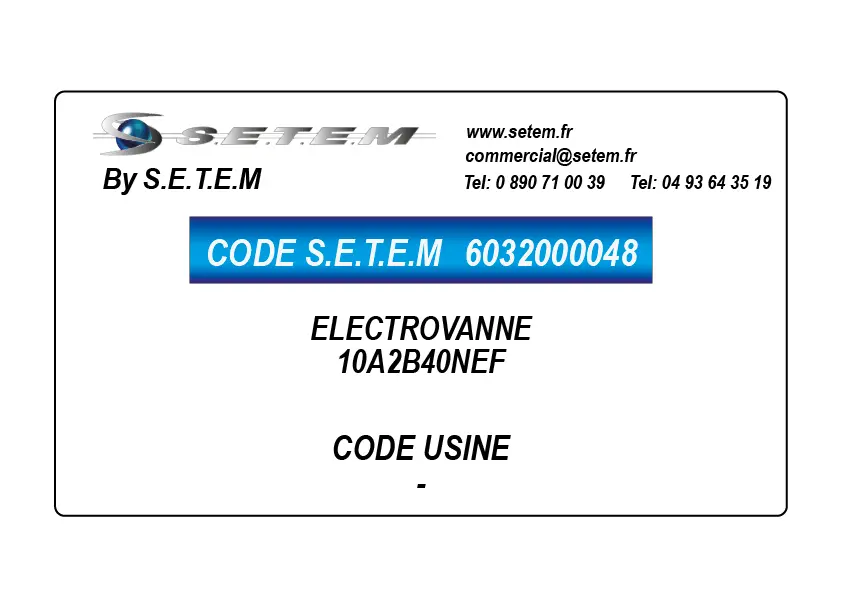 6032000048-ELECTROVANNE SETEM 10A2B40NEF