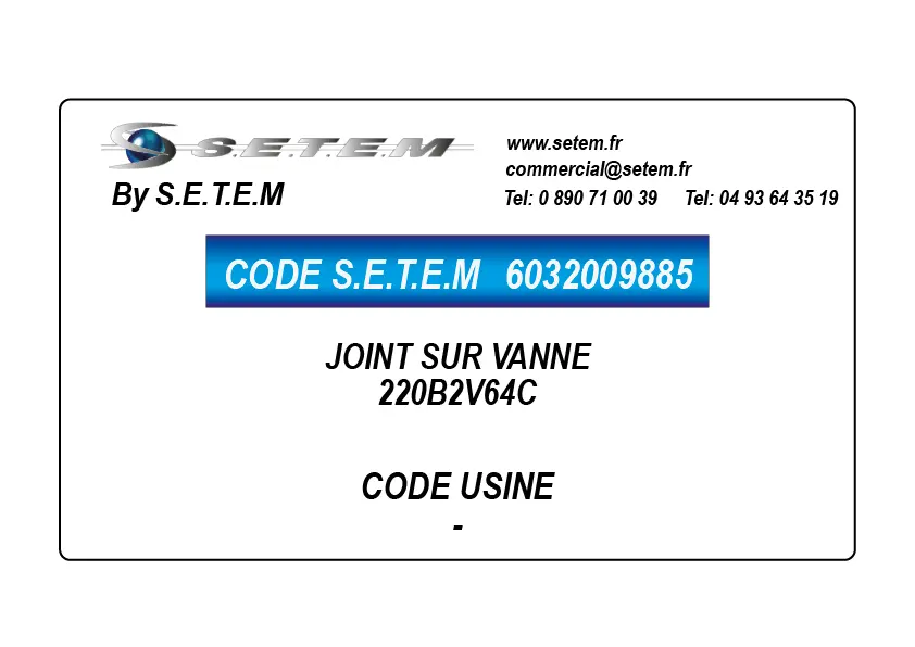 6032009885-JOINT SUR VANNE 220B2V64C SETEM