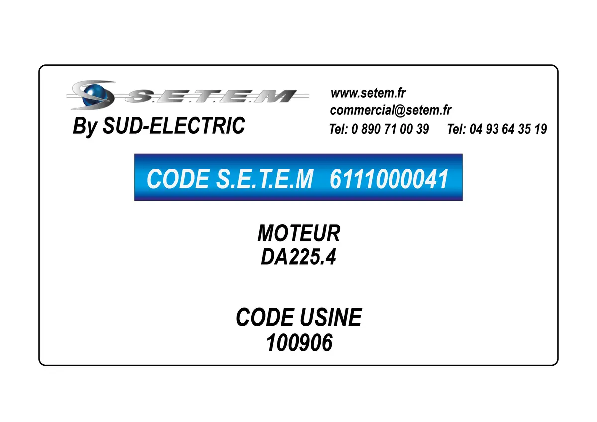 6111000041-MOTEUR SUDELECTRI DA225.4 *100906*
