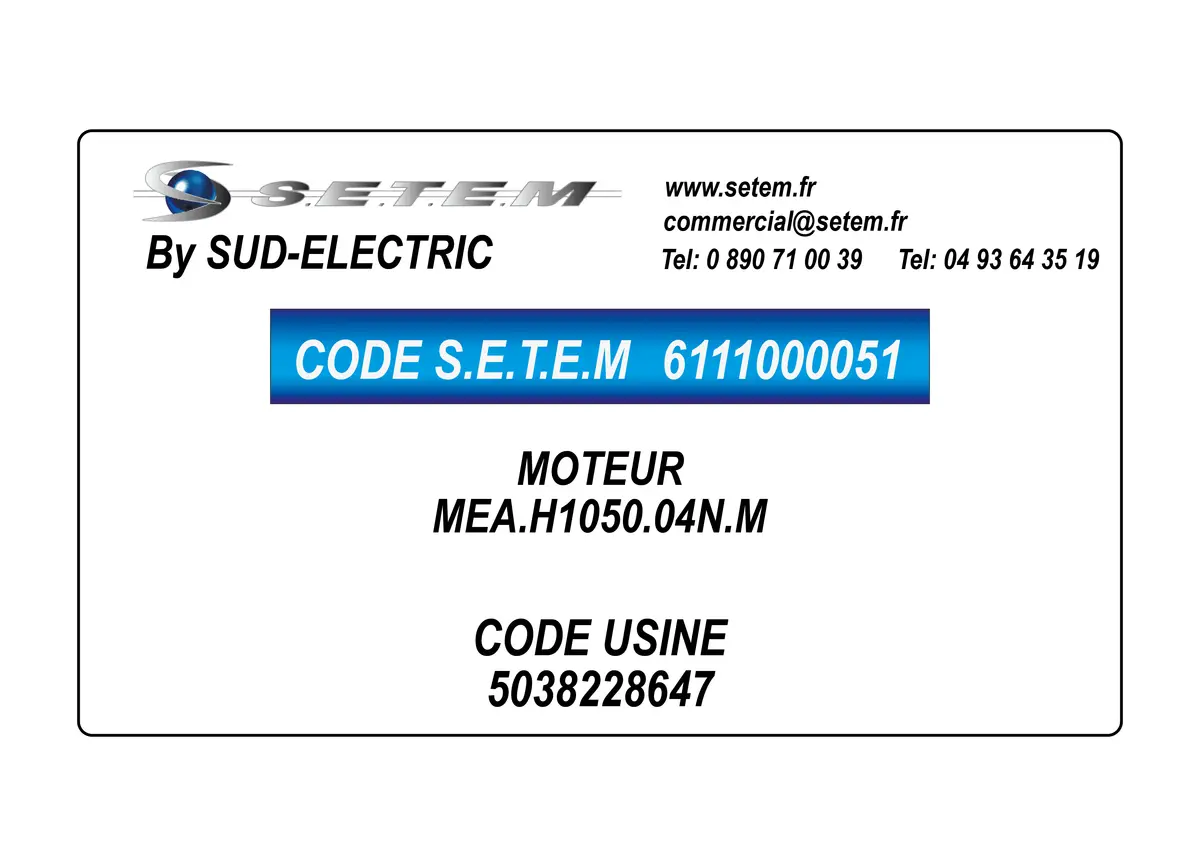 6111000051-MOTEUR SUDELECTRI MEA.H1050.04N.M *5038228647*