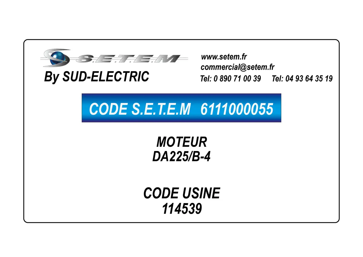 6111000055-MOTEUR SUDELECTRI DA225/B-4 *114539*