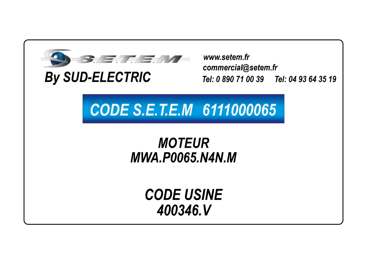 6111000065-MOTEUR SUDELECTRI MWA.P0065.N4N.M *400346.V*