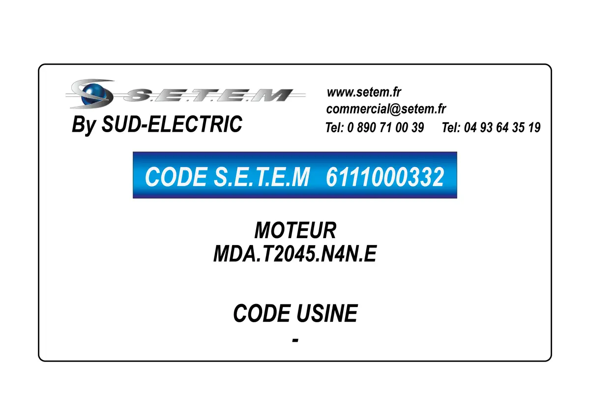 6111000332-MOTEUR SUDELECTRI MDA.T2045.N4N.E