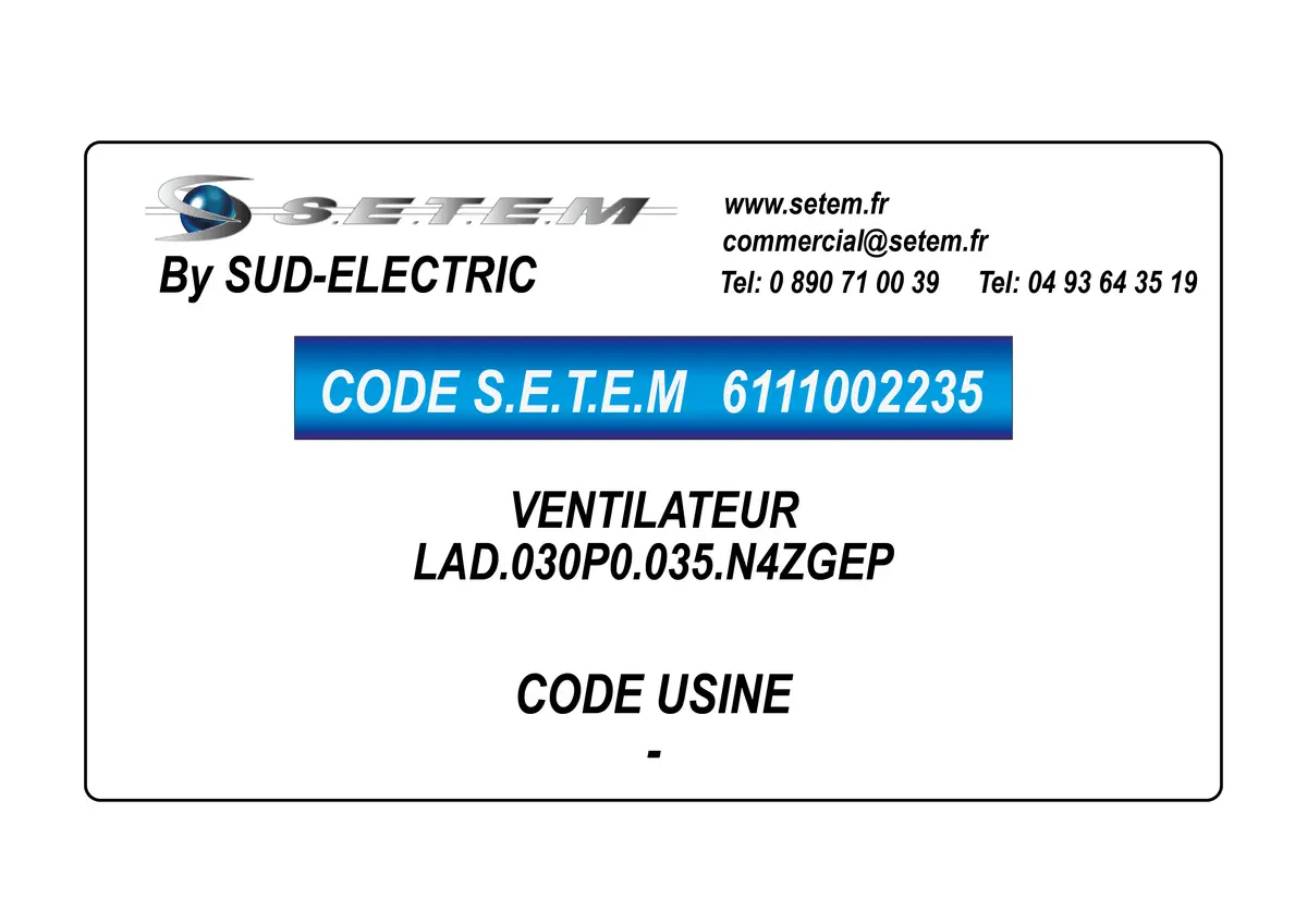 6111002235-VENTILATEUR SUDELECTRI LAD.030P0.035.N4ZGEP