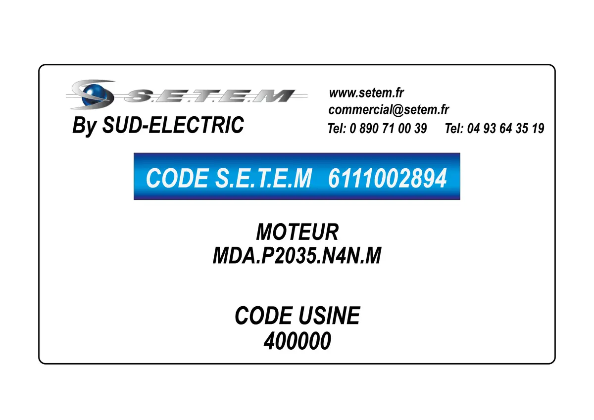 6111002894-MOTEUR SUDELECTRI MDA.P2035.N4N.M *400000*
