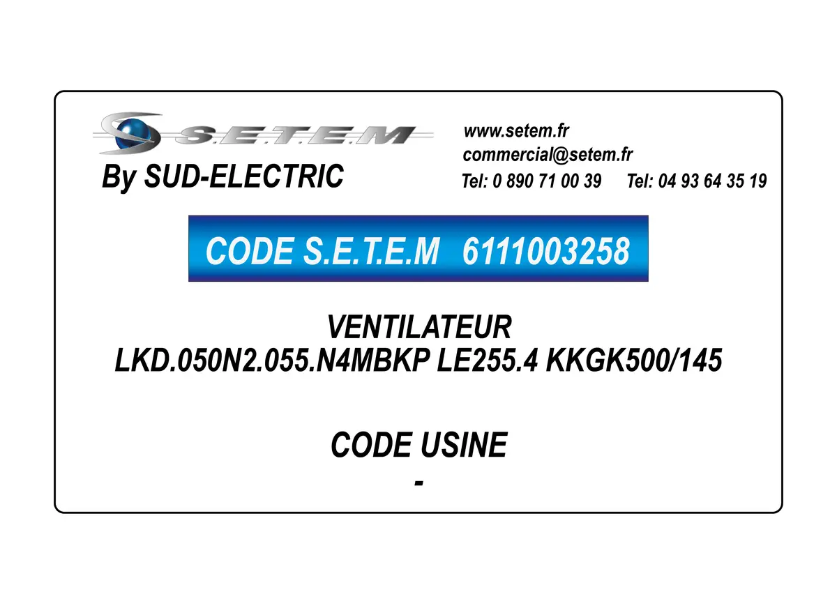 6111003258-VENTILATEUR SUDELECTRI LKD.050N2.055.N4MBKP LE255.4 KKGK500/145