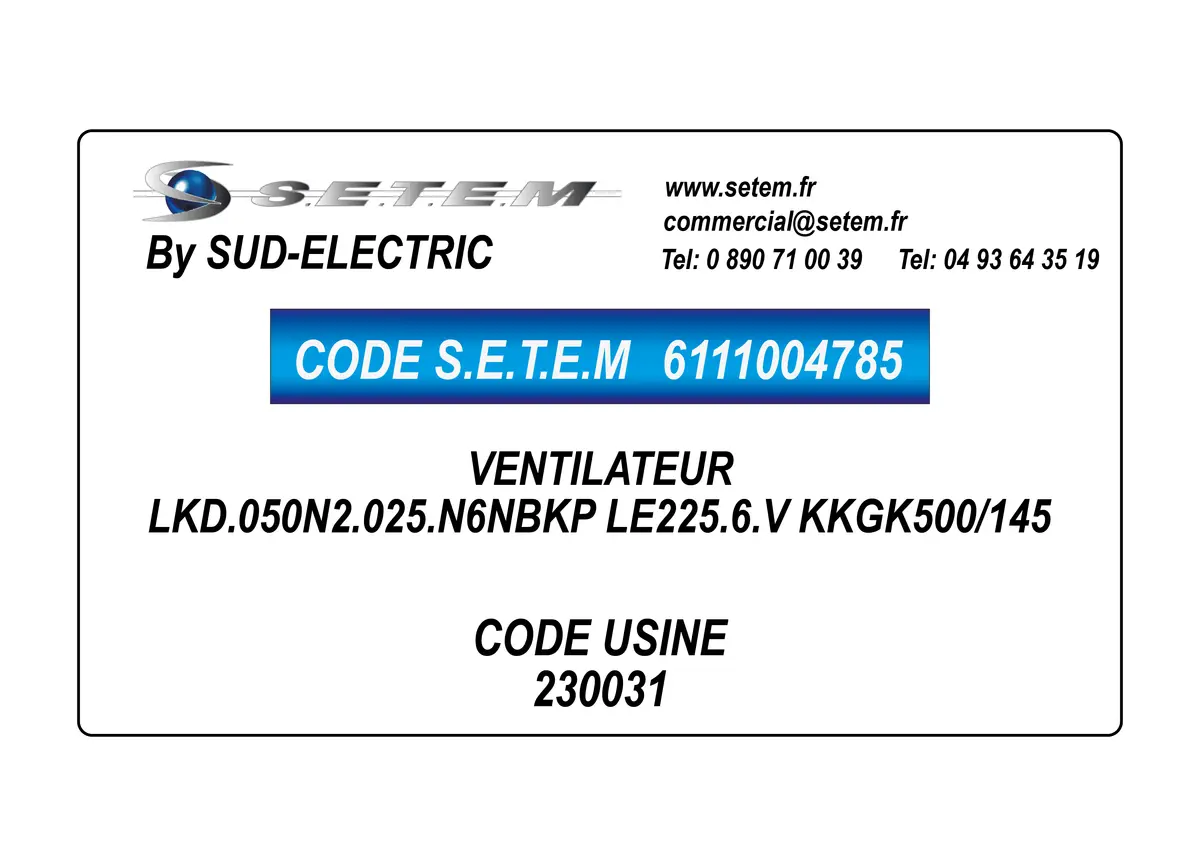 6111004785-VENTILATEUR SUDELECTRI LKD.050N2.025.N6NBKP LE225.6.V KKGK500/145 *230031*