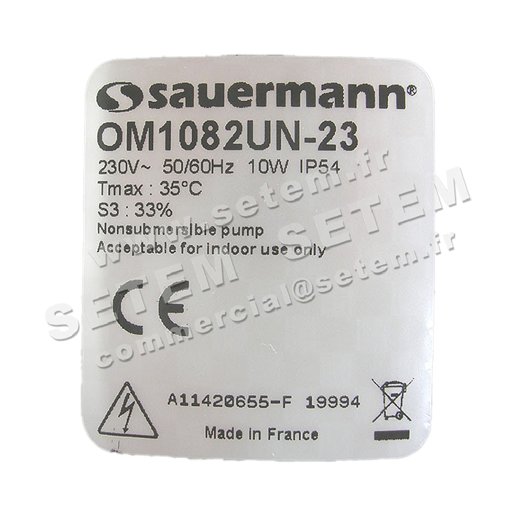 6113001350-POMPE DE RELEVAGE CONDENSATS SAUERMANN OM1082UN23 *SI1082SIUN23* 2