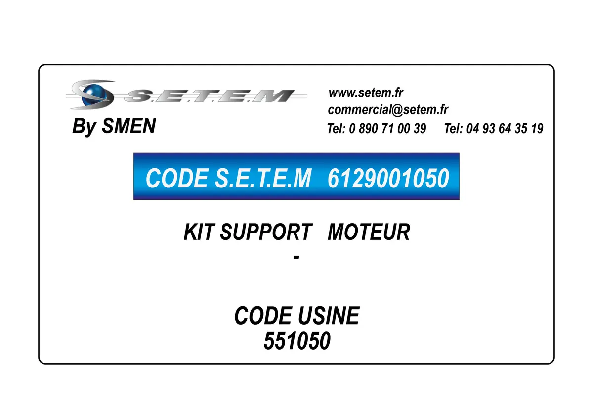 6129001050-KIT SUPPORT SMEN MOTEUR *551050*