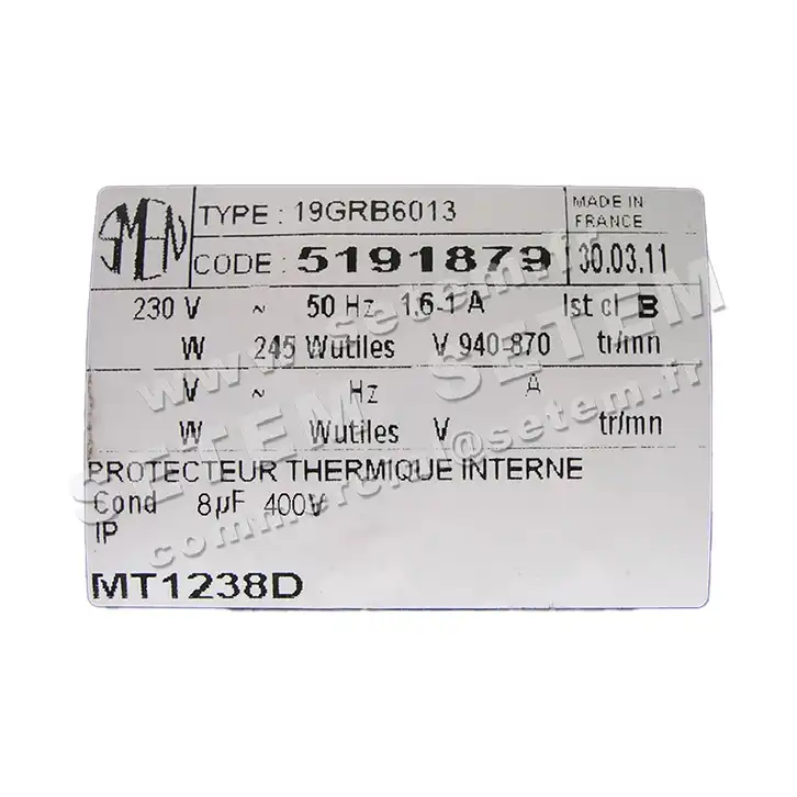 6129001879-MOTEUR SMEN 19GRB6013 "MT1238D" *5191879* 2