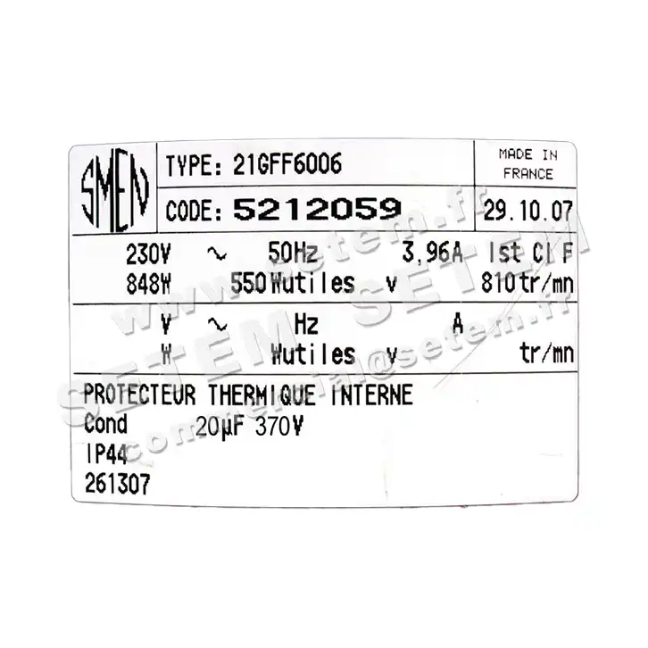 6129002059-MOTEUR SMEN 21GFF6006 "261307" *5212059* 2