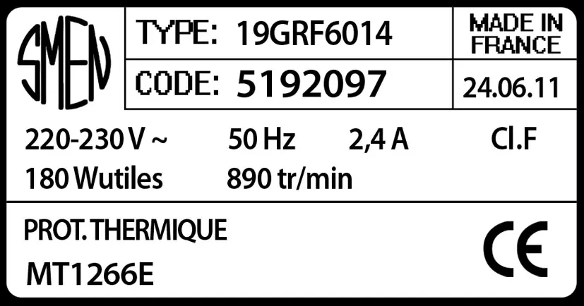 6129002097-MOTEUR SMEN 19GRF6014 "MT1266E" *5192097* 2