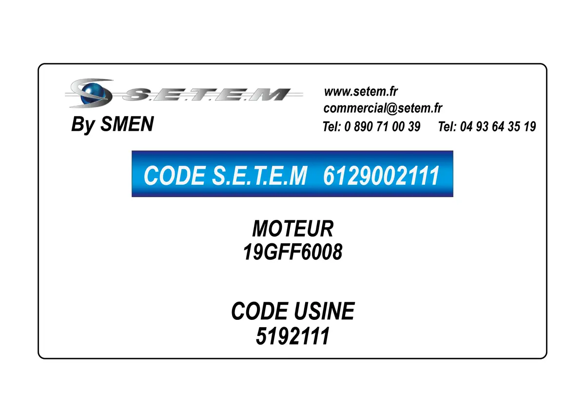 6129002111-MOTEUR SMEN 19GFF6008 *5192111*