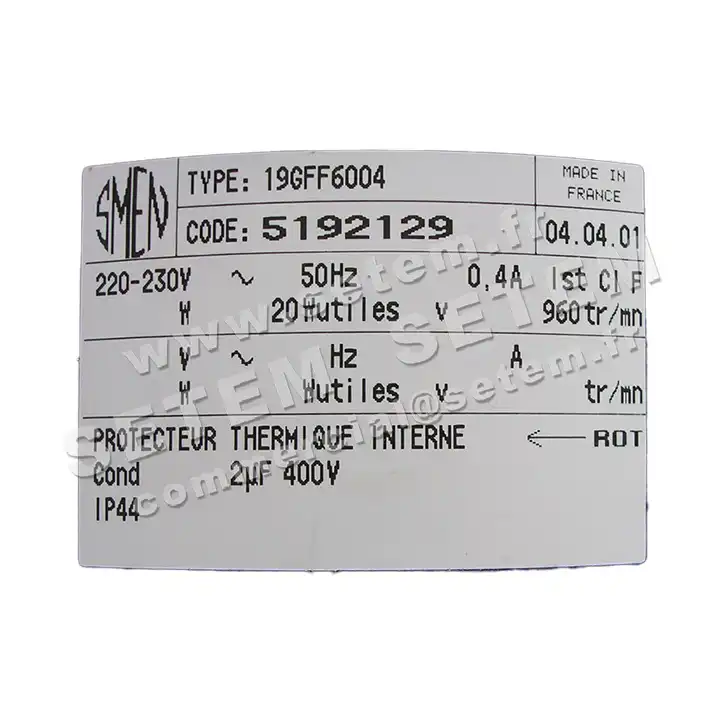 6129002129-MOTEUR SMEN 19GFF6004 *5192129* 2