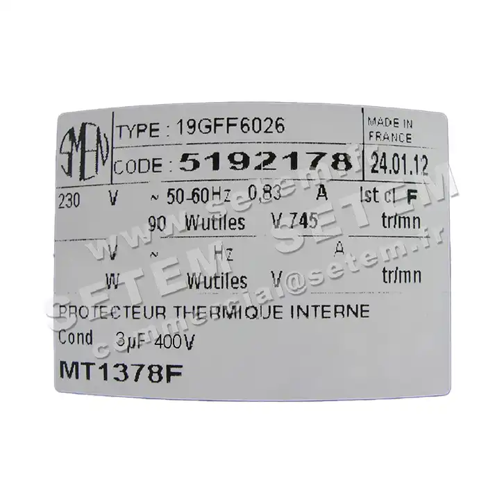 6129002178-MOTEUR SMEN 19GFF6026 "MT1378F" *5192178* 2
