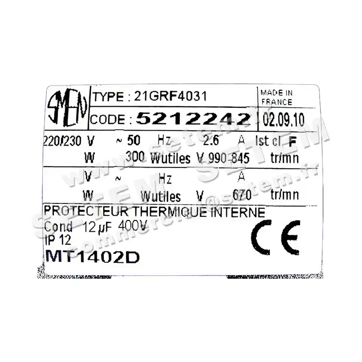 6129002242-MOTEUR SMEN 21GRF4031 "MT1402D" *5212242* 2