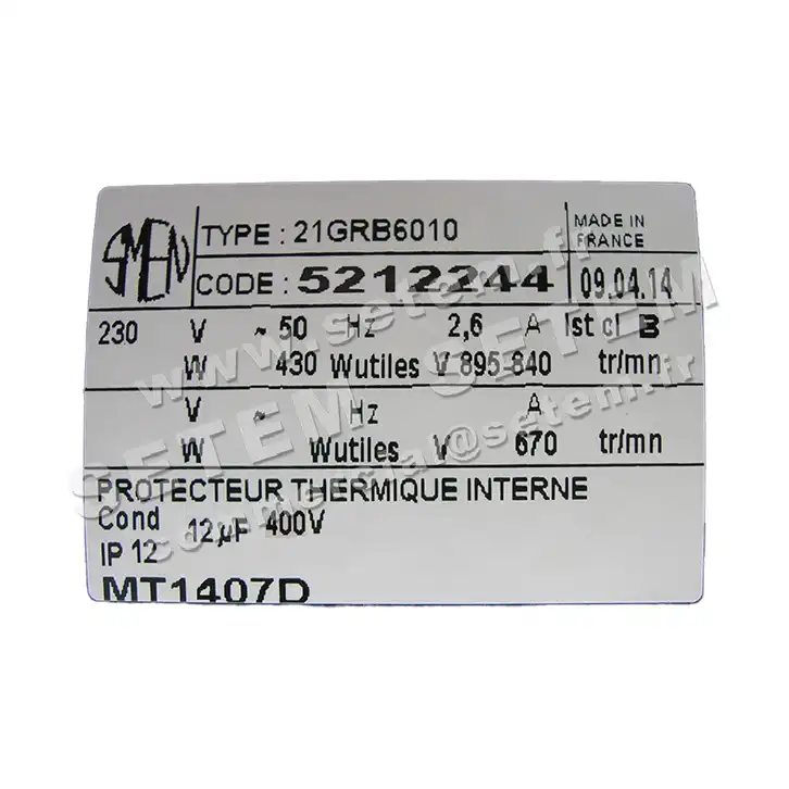 6129002244-MOTEUR SMEN 21GRB6010 "MT1407D" *5212244* 2