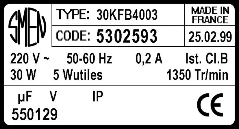 6129002593-MOTEUR SMEN 30KFB4003 "550129" *5302593* 2