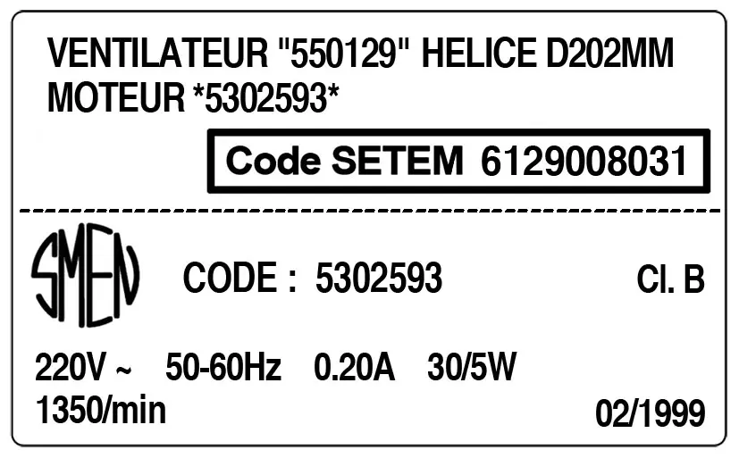 6129008031-VENTILATEUR SMEN 30KFB4003 "550129" *5302593* 2