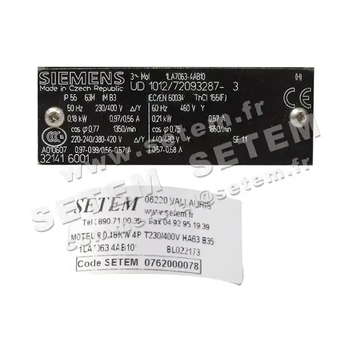 6166500078-MOTEUR SIEMENS 0.18KW 4P T230/400V HA63 B35 1LA7063.4AB10 4