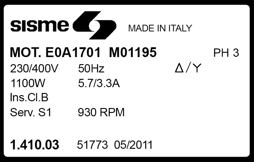 6185001195-MOTEUR SISME E0A1701 MO1195 "141003" 2