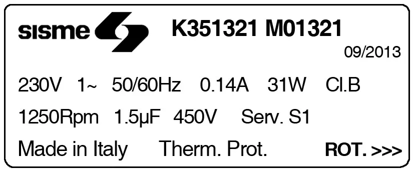 6185001321-MOTEUR SISME K35406MO1321 2