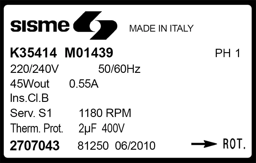 6185001439-MOTEUR SISME K35414MO1439 "2707043" 2