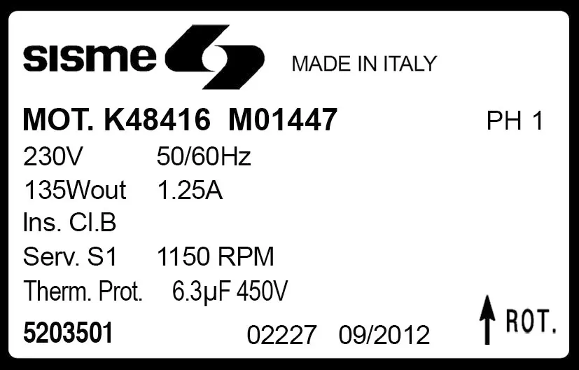 6185001447-MOTEUR SISME K48416MO1447 "5203501" 2