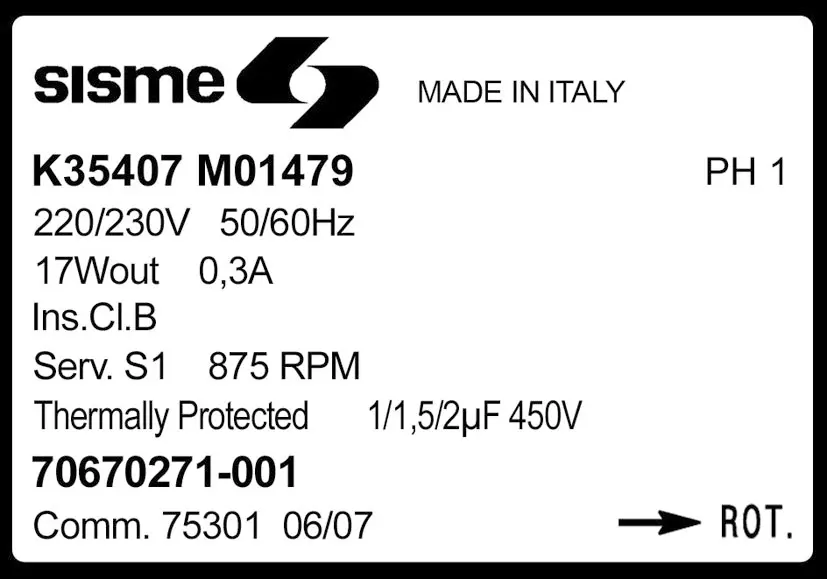 6185001479-MOTEUR SISME K35407M01479 "70670271.001" 2