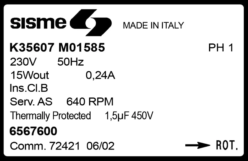 6185001585-MOTEUR SISME K35607M01585 "6567600" 2