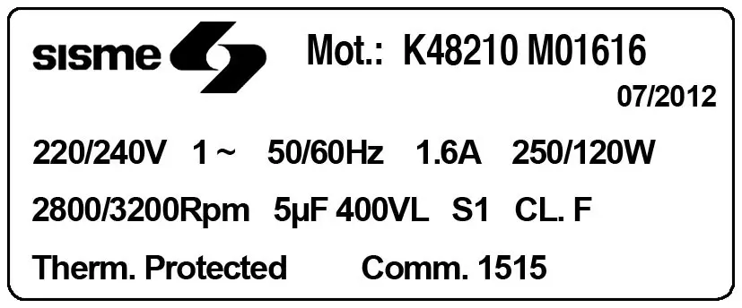 6185001616-MOTEUR SISME K48210MO1616 2