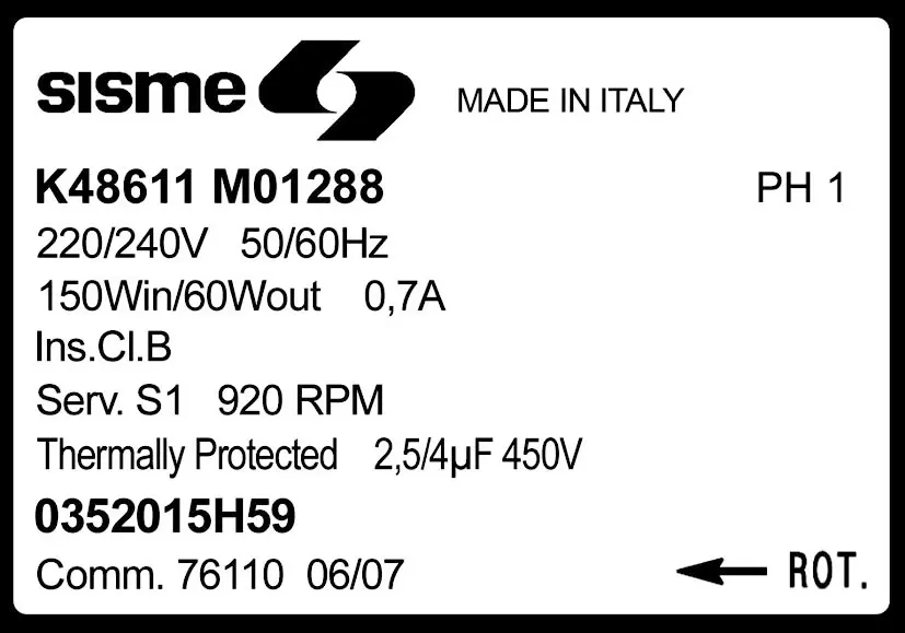6185007940-MOTEUR SISME K48611MO1288 "0352015H59" 2
