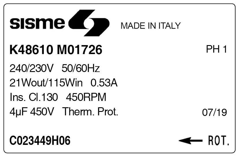 6185009595-MOTEUR SISME K48610MO1726 "C023449H06" 2