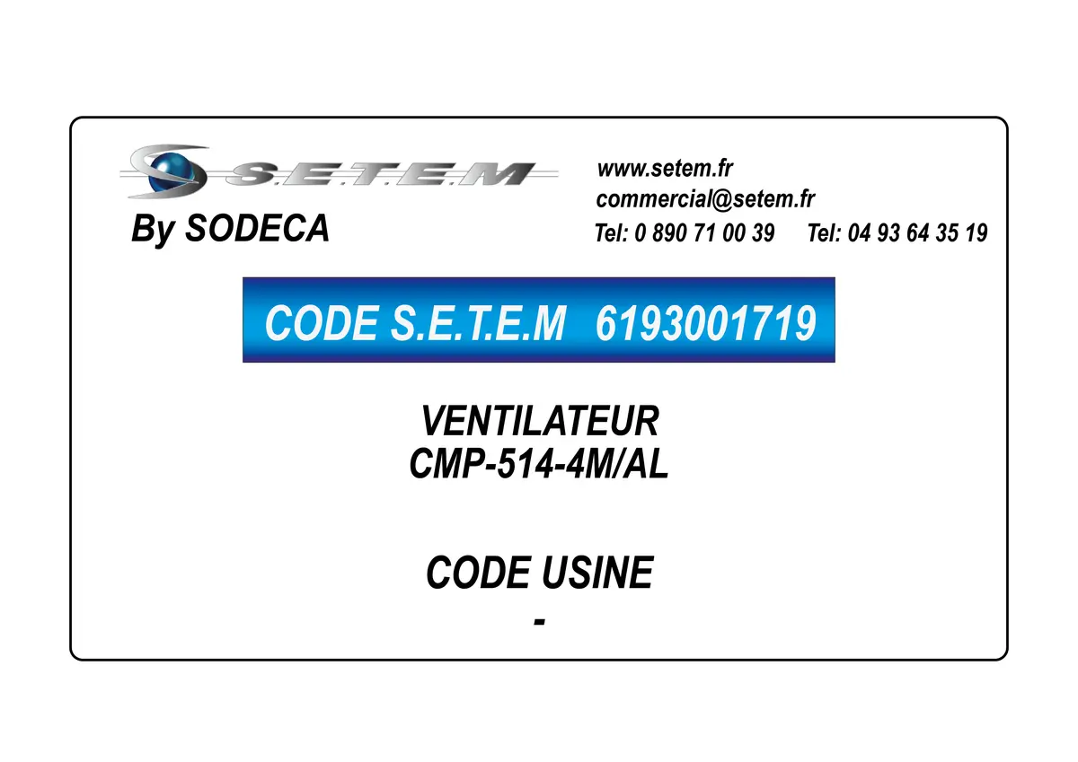 6193001719-VENTILATEUR SODECA CMP-512-4M/AL