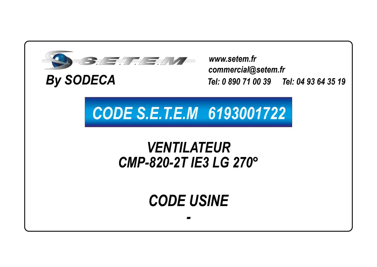 6193001722-VENTILATEUR SODECA CMP-820-4M/AL