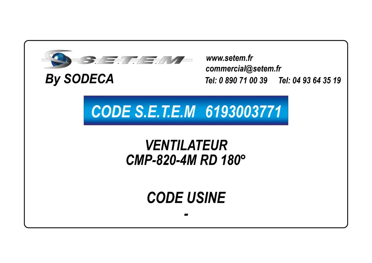 6193003771-VENTILATEUR SODECA CMP-820-4M RD 0°