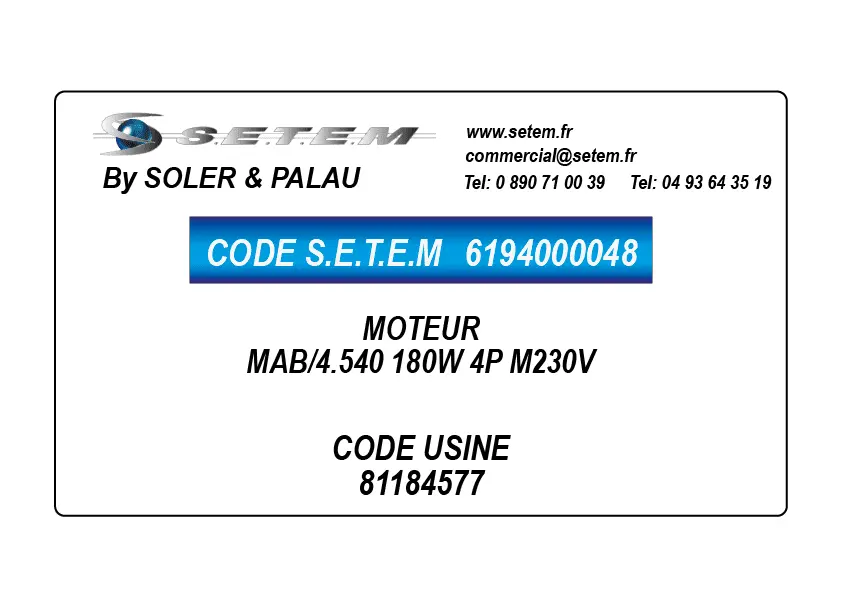 6194000048-MOTEUR SP MAB/4.540 180W 4P M230V *81184577*