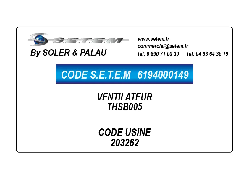 6194000149-VENTILATEUR SP THSB005 *203262*