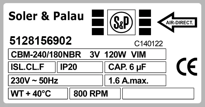 6194000992-VENTILATEUR SP CBM.240/180N 120W 6P M230V 3V MAB/6.545 +BR *156902* 2