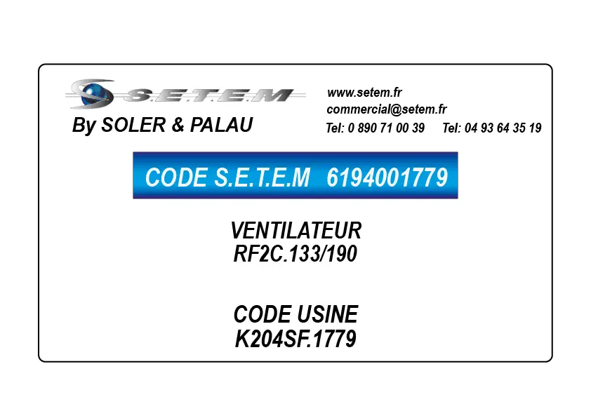 6194001779-VENTILATEUR SP RF2C.133/190 *K204SF.1779*