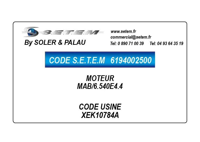 6194002500-MOTEUR SP MAB/6.540E4.4 *XEK10784A*