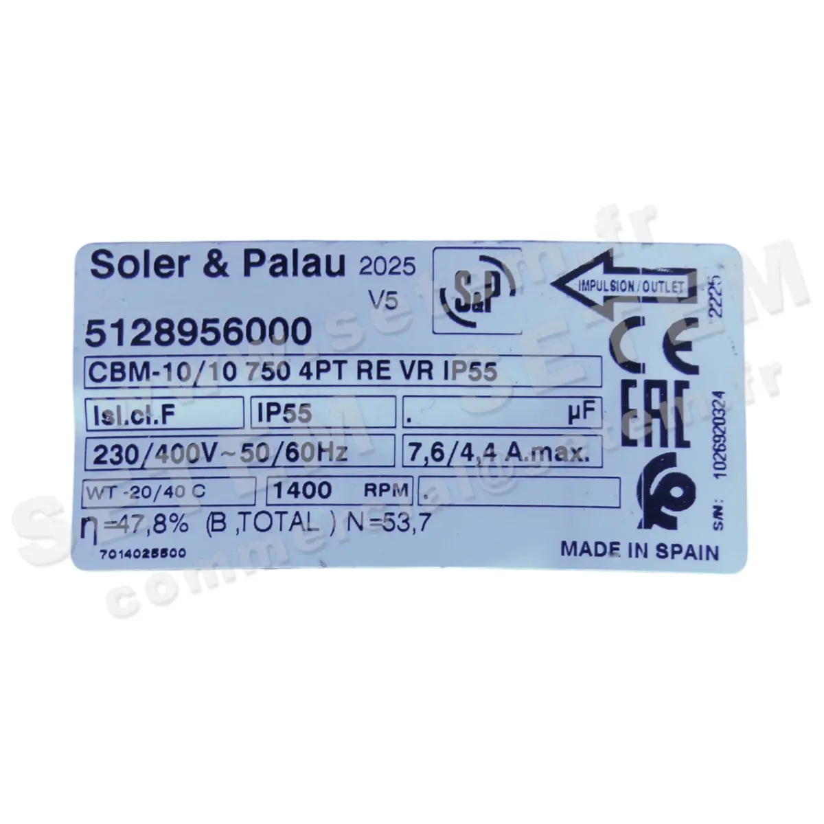 6194005252-VENTILATEUR S&P CBM-10/10 750W 4P T230/400V 1V *5128956000*