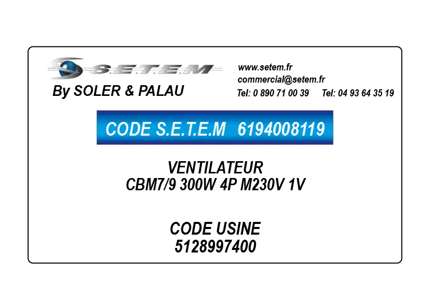 6194008119-VENTILATEUR SP CBM7/9 300W 4P M230V 1V *5128997400*