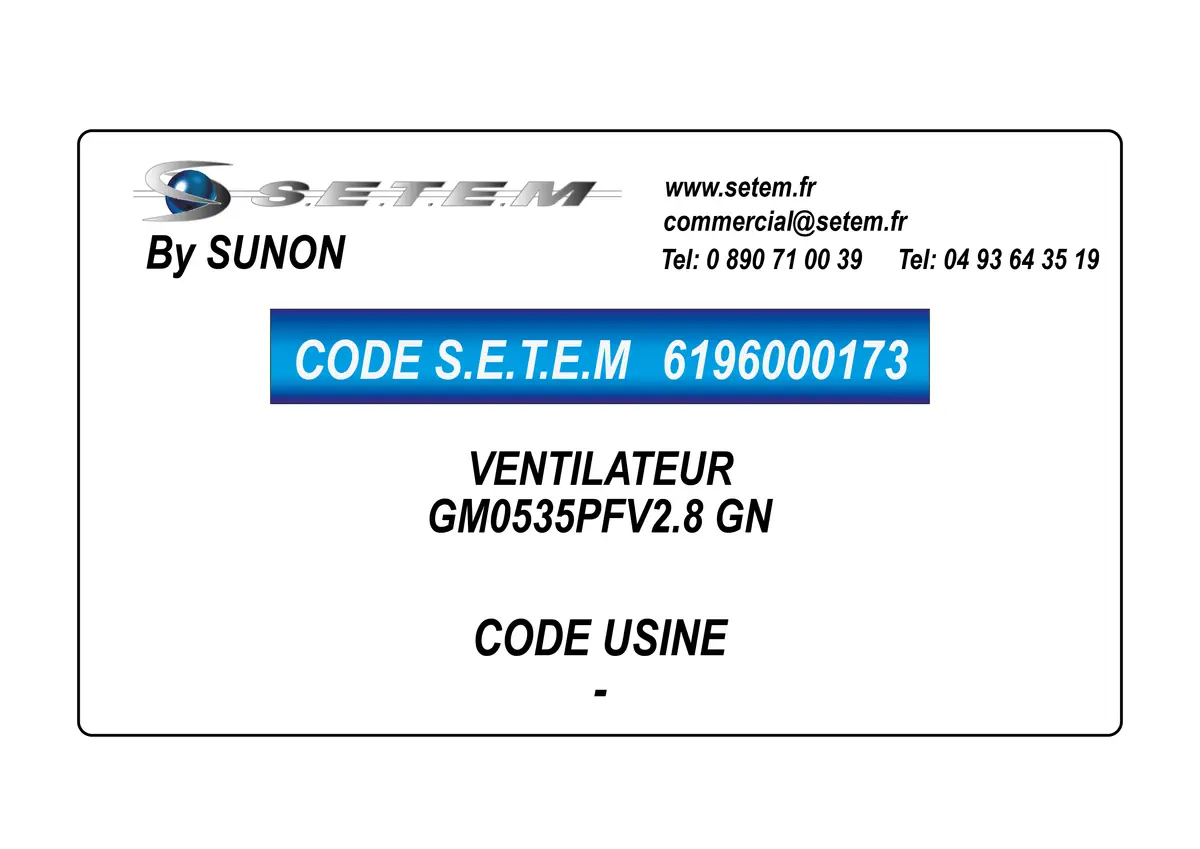 6196000173-VENTILATEUR SUNON GM0535PFV2.8 GN