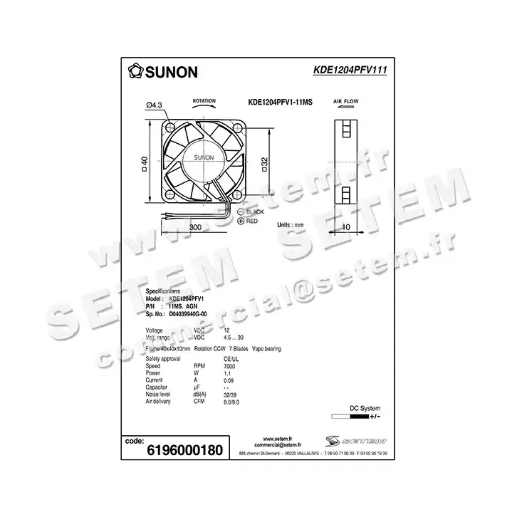 6196000180-VENTILATEUR SUNON KDE1204PFV1 11.MS.A.GN 2