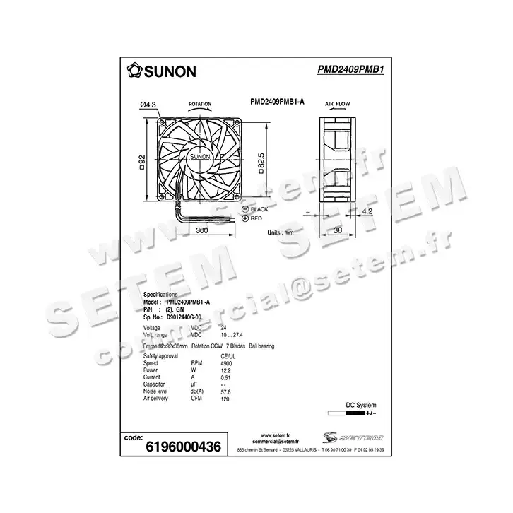 6196000436-VENTILATEUR SUNON PMD2409PMB1.A .GN 2