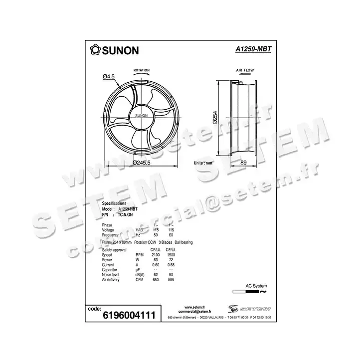 6196004111-VENTILATEUR SUNON A1259.HBT.TC.N.GN 4