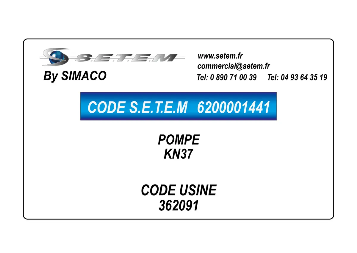 6200001441-POMPE SIMACO KN37 *362091*