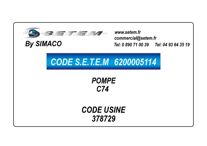 6200005114-POMPE SIMACO C74 *378729* 2